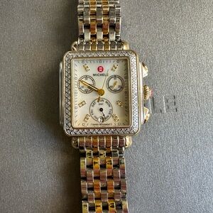 Michele Gold and Silver Square Watch